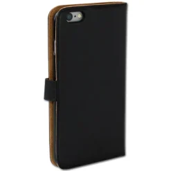 Handyhülle iPhone 6+ 6S+ schwarz Kartenfächer Kunstleder DrachenLeder OME103S
