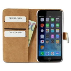 Handyhülle iPhone 6 6S weiß Bookstyle Kartenfächer DrachenLeder OME102K