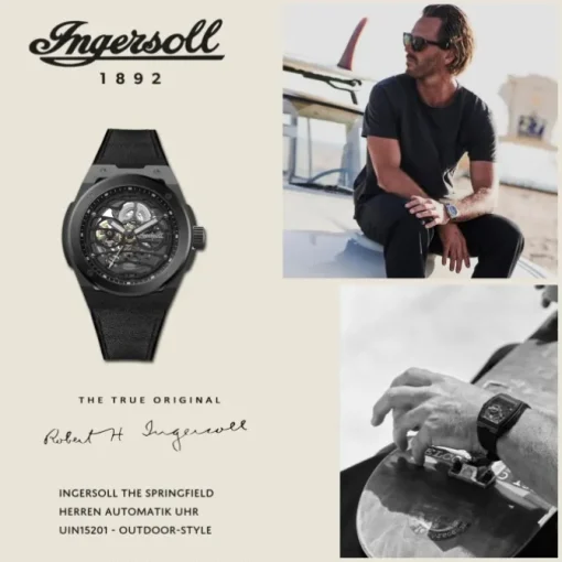 Ingersoll Herrenuhr Alcantara schwarz Ingersoll Springfield Armbanduhr UIN15201