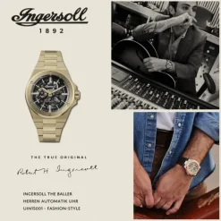 Ingersoll Herrenuhr Edelstahl IPG gold Ingersoll The Baller Armbanduhr UIN15001