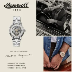 Ingersoll Herrenuhr Edelstahl silber Ingersoll The Charles Armbanduhr UIN05803