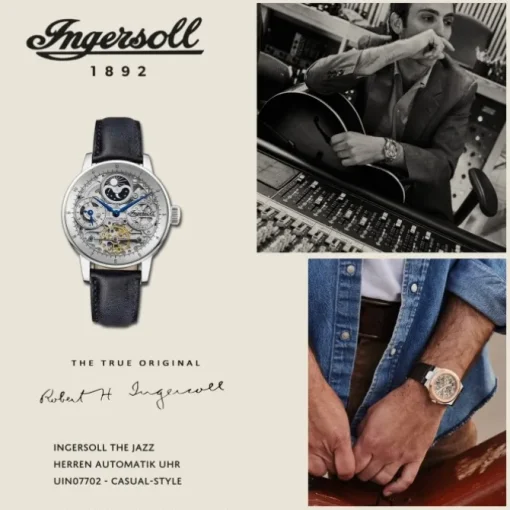 Ingersoll Herrenuhr Leder blau Ingersoll The Jazz Armbanduhr UIN07702