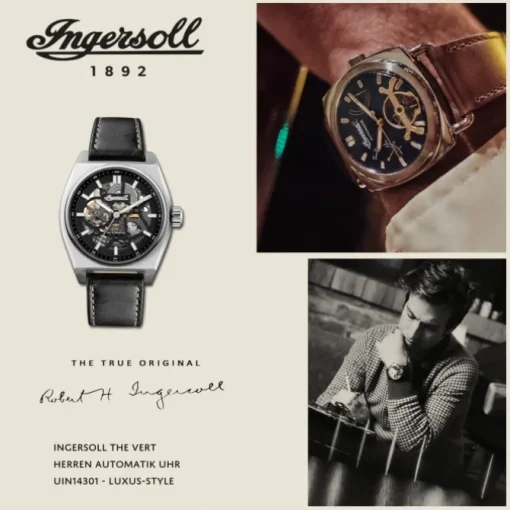Ingersoll Herrenuhr Leder schwarz Ingersoll The Vert Armbanduhr UIN14301