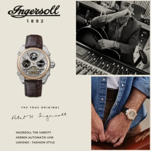 Ingersoll Herrenuhr Leder braun Ingersoll The Varsity Armbanduhr UIN15401