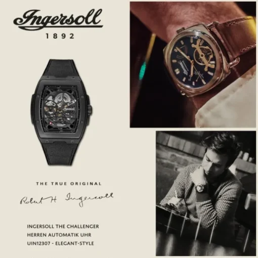 Ingersoll Herrenuhr PUR/Alcantara schwarz Challenger Armbanduhr UIN12307