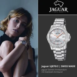 Jaguar Damen Armbanduhr Cosmopolitan J870/2 Analog Edelstahl silber UJ870/2