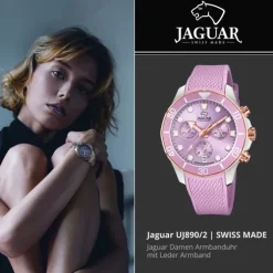 Jaguar Damen Armbanduhr Cosmopolitan J890/2 Chronograph Leder lila UJ890/2