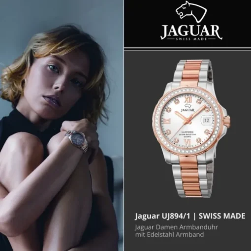 Jaguar Damen Armbanduhr Cosmopolitan J894/1 Analog Edelstahl silber rose UJ894/1