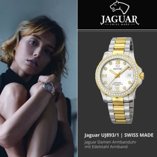 Jaguar Damen Armbanduhr Cosmopolitan J893/1 Analog Edelstahl silber gold UJ893/1