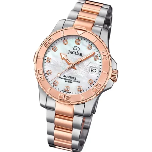 Jaguar Damenuhr Edelstahl silber rosegold Jaguar Pro Diver Armbanduhr UJ871/5