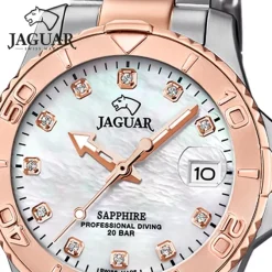 Jaguar Damenuhr Edelstahl silber rosegold Jaguar Pro Diver Armbanduhr UJ871/5