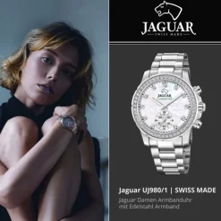 Jaguar Damenuhr Edelstahl silber Jaguar Connected Armbanduhr UJ980/1