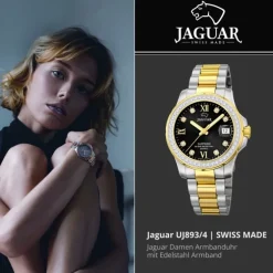 Jaguar Damenuhr Edelstahl silber gold Jaguar Executive Armbanduhr UJ893/4