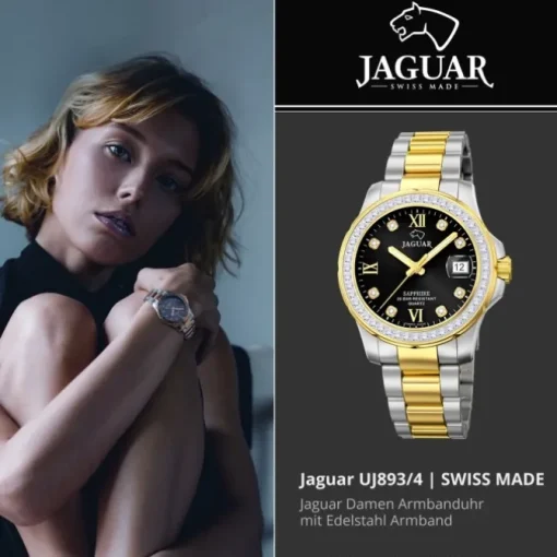 Jaguar Damenuhr Edelstahl silber gold Jaguar Executive Armbanduhr UJ893/4