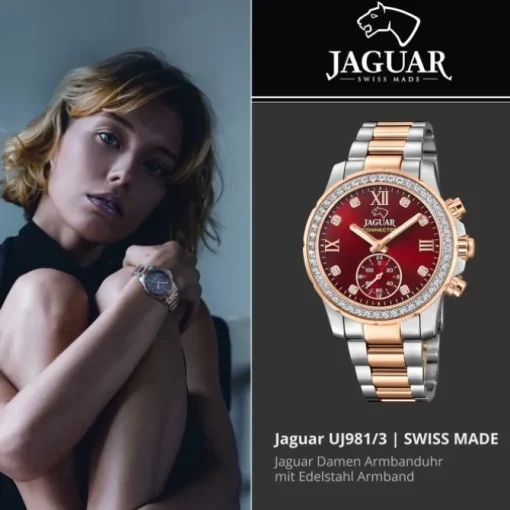 Jaguar Damenuhr Edelstahl silber rosegold Jaguar Connected Armbanduhr UJ981/3