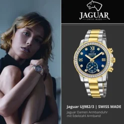 Jaguar Damenuhr Edelstahl silber gold Jaguar Connected Armbanduhr UJ982/3