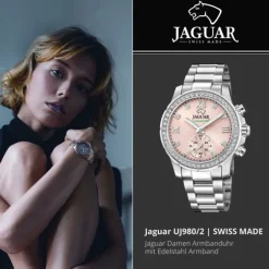 Jaguar Damenuhr Edelstahl silber Jaguar Connected Armbanduhr UJ980/2