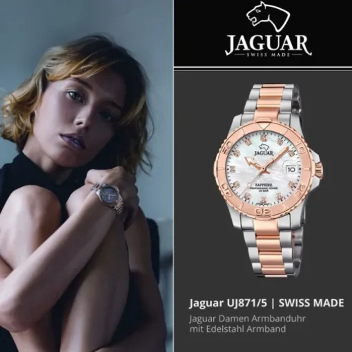 Jaguar Damenuhr Edelstahl silber rosegold Jaguar Pro Diver Armbanduhr UJ871/5