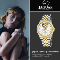 Jaguar Damenuhr Edelstahl silber gold Jaguar Coeur Armbanduhr UJ995/1