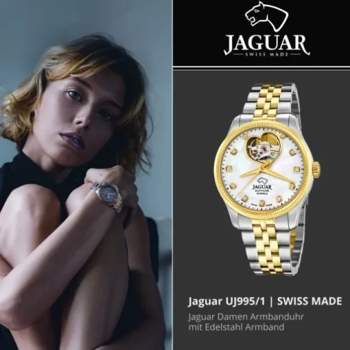 Jaguar Damenuhr Edelstahl silber gold Jaguar Coeur Armbanduhr UJ995/1