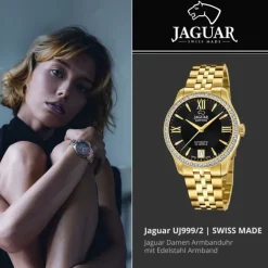 Jaguar Damenuhr Edelstahl gold Jaguar Heritage Armbanduhr UJ999/2