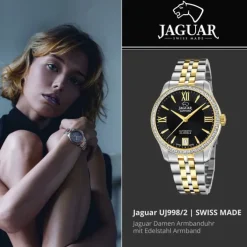 Jaguar Damenuhr Edelstahl silber gold Jaguar Heritage Armbanduhr UJ998/2