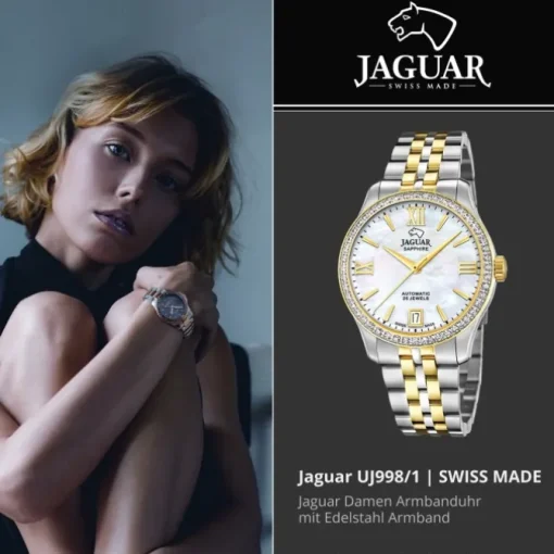 Jaguar Damenuhr Edelstahl silber gold Jaguar Heritage Armbanduhr UJ998/1
