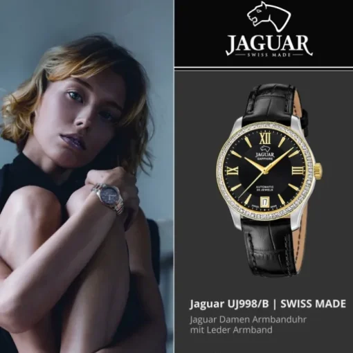 Jaguar Damenuhr Leder schwarz Jaguar Heritage Armbanduhr UJ998/B