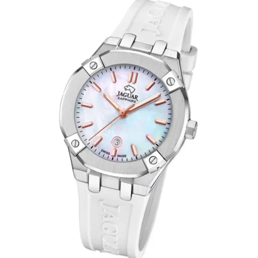 Jaguar Damenuhr Silikon weiß Jaguar Diplomatic Armbanduhr UJ1017/1