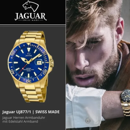 Jaguar Herren Armbanduhr Executive J877/1 Analog Edelstahl gold UJ877/1