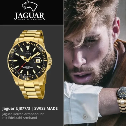 Jaguar Herren Armbanduhr Executive J877/3 Analog Edelstahl gold UJ877/3