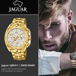 Jaguar Herren-Armbanduhr Edelstahl gold J853/1 Saphir Executive UJ853/1