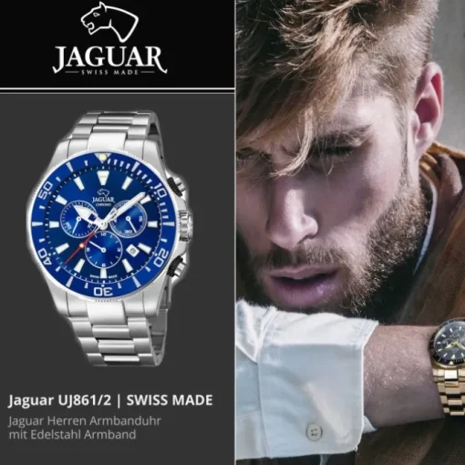 Jaguar Herren-Armbanduhr Edelstahl silber J861/2 Saphir Executive UJ861/2