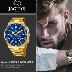 Jaguar Herren-Armbanduhr Edelstahl gold J864/2 Saphir Executive UJ864/2