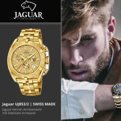 Jaguar Herren-Armbanduhr Edelstahl gold J853/2 Saphir Executive UJ853/2