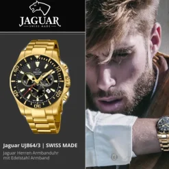 Jaguar Herren-Armbanduhr Edelstahl gold J864/3 Saphir Executive UJ864/3
