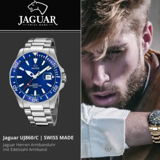 Jaguar Herrenuhr Edelstahl silber Jaguar Pro Diver Armbanduhr UJ860/C