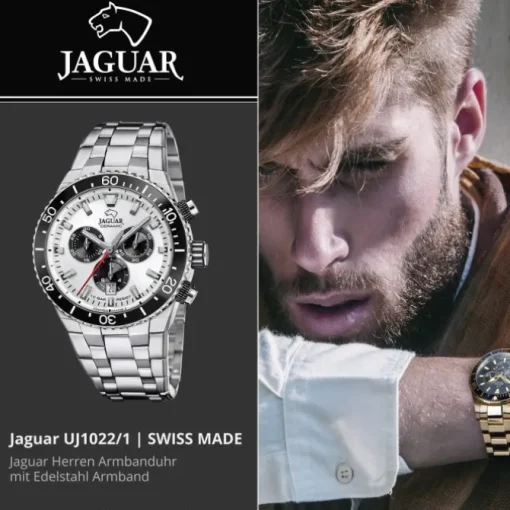 Jaguar Herrenuhr Edelstahl silber Jaguar Ceramic Armbanduhr UJ1022/1