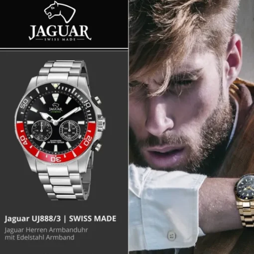 Jaguar Herrenuhr Edelstahl silber Jaguar Connected Armbanduhr UJ888/3