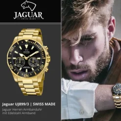 Jaguar Herrenuhr Edelstahl gold Jaguar Connected Armbanduhr UJ899/3