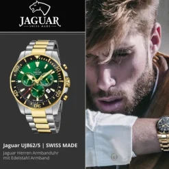Jaguar Herrenuhr Edelstahl silber gold Jaguar Executive Armbanduhr UJ862/5