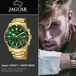 Jaguar Herrenuhr Edelstahl gold Jaguar Connected Armbanduhr UJ899/1