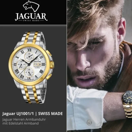 Jaguar Herrenuhr Edelstahl silber gold Le Chronographe Armbanduhr UJ1001/1