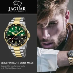 Jaguar Herrenuhr Edelstahl silber gold Jaguar Pro Diver Armbanduhr UJ887/4