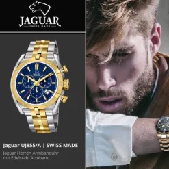 Jaguar Herrenuhr Edelstahl silber gold Jaguar Executive Armbanduhr UJ855/A