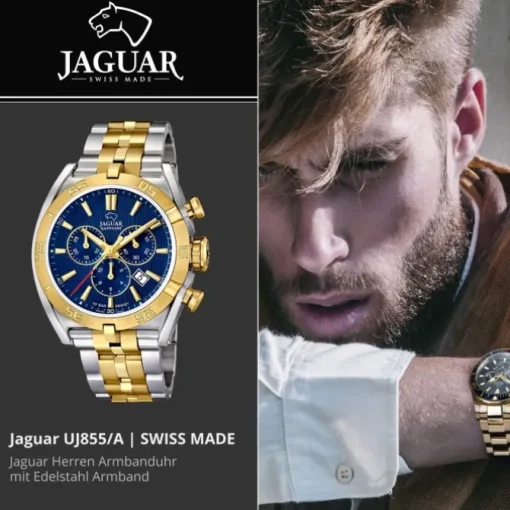 Jaguar Herrenuhr Edelstahl silber gold Jaguar Executive Armbanduhr UJ855/A