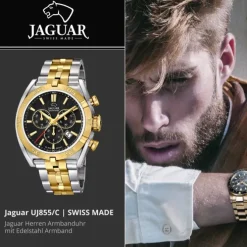 Jaguar Herrenuhr Edelstahl silber gold Jaguar Executive Armbanduhr UJ855/C