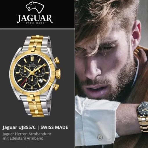 Jaguar Herrenuhr Edelstahl silber gold Jaguar Executive Armbanduhr UJ855/C