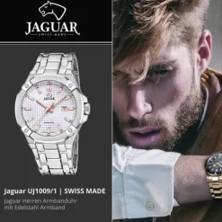 Jaguar Herrenuhr Edelstahl silber Jaguar Diplomatic Armbanduhr UJ1009/1
