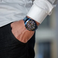 Jaguar Herrenuhr Edelstahl blau Jaguar Connected Armbanduhr UJ930/1